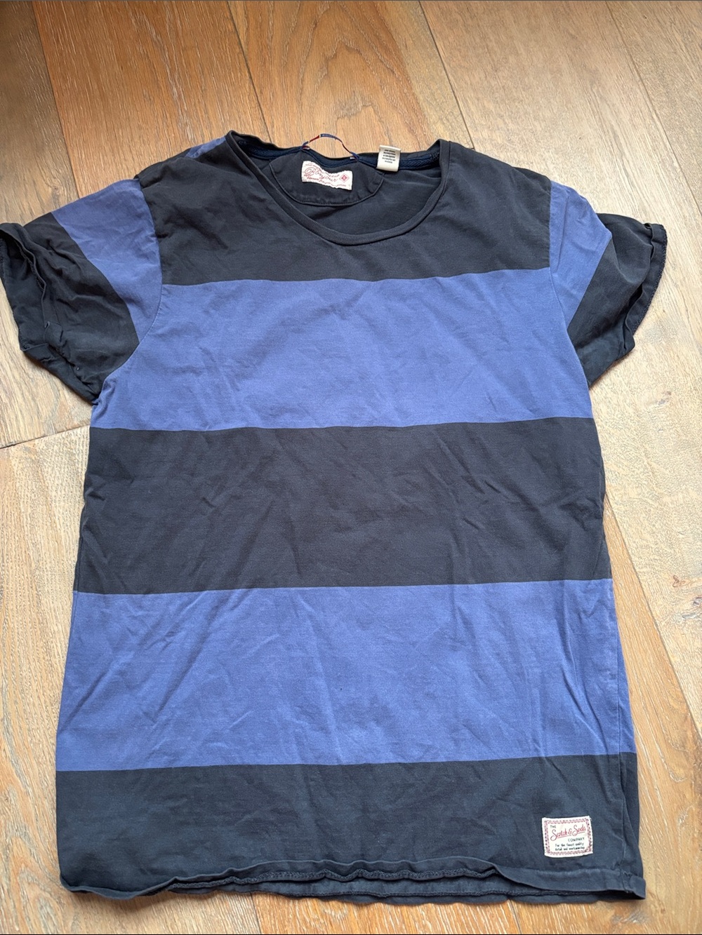 Scotch & Soda Black and Blue Striped Tee